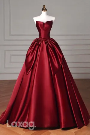 22450 - A-Line Strapless Sleek Satin Party Prom Formal Evening Dress