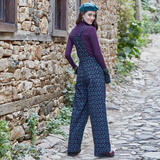 Adjustable Buckle Straps Floral Jumpsuit Pants