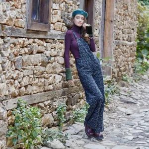 Adjustable Buckle Straps Floral Jumpsuit Pants