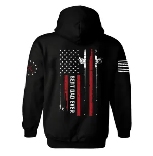 Best Dad Ever Fishing Rod American Flag Hoodie | Best Dad Ever | Fishing | American flag | Patriotic | Gift for Dads | Unisex Hoodie