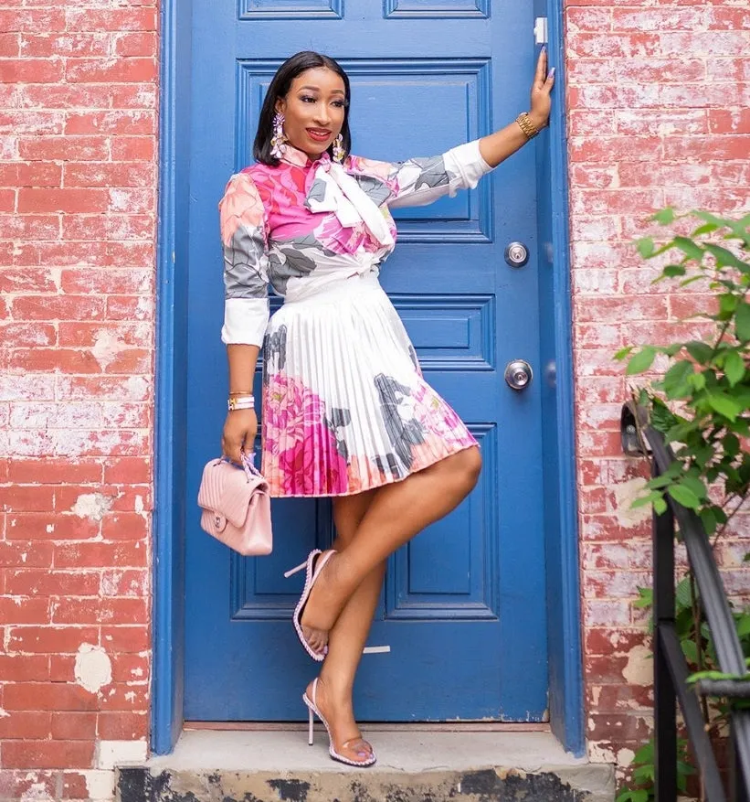 Blossom Diva- 2pcs Blouse and SKATER Pleated Skirt SET (NEW)