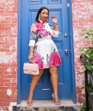 Blossom Diva- 2pcs Blouse and SKATER Pleated Skirt SET (NEW)