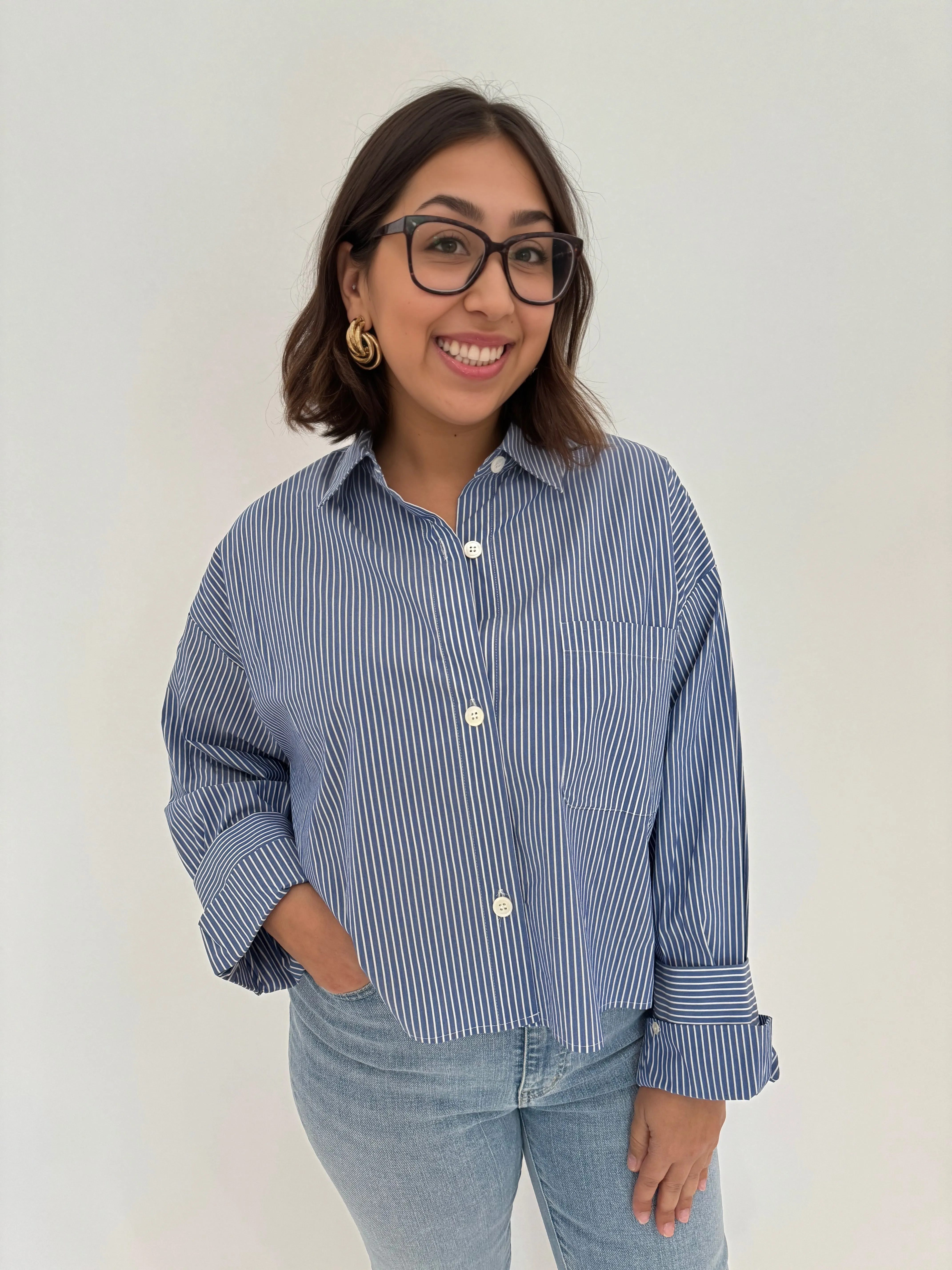 Button Down Stripe Blouse