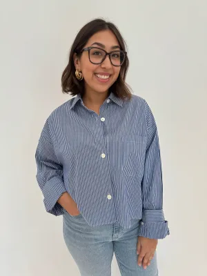 Button Down Stripe Blouse