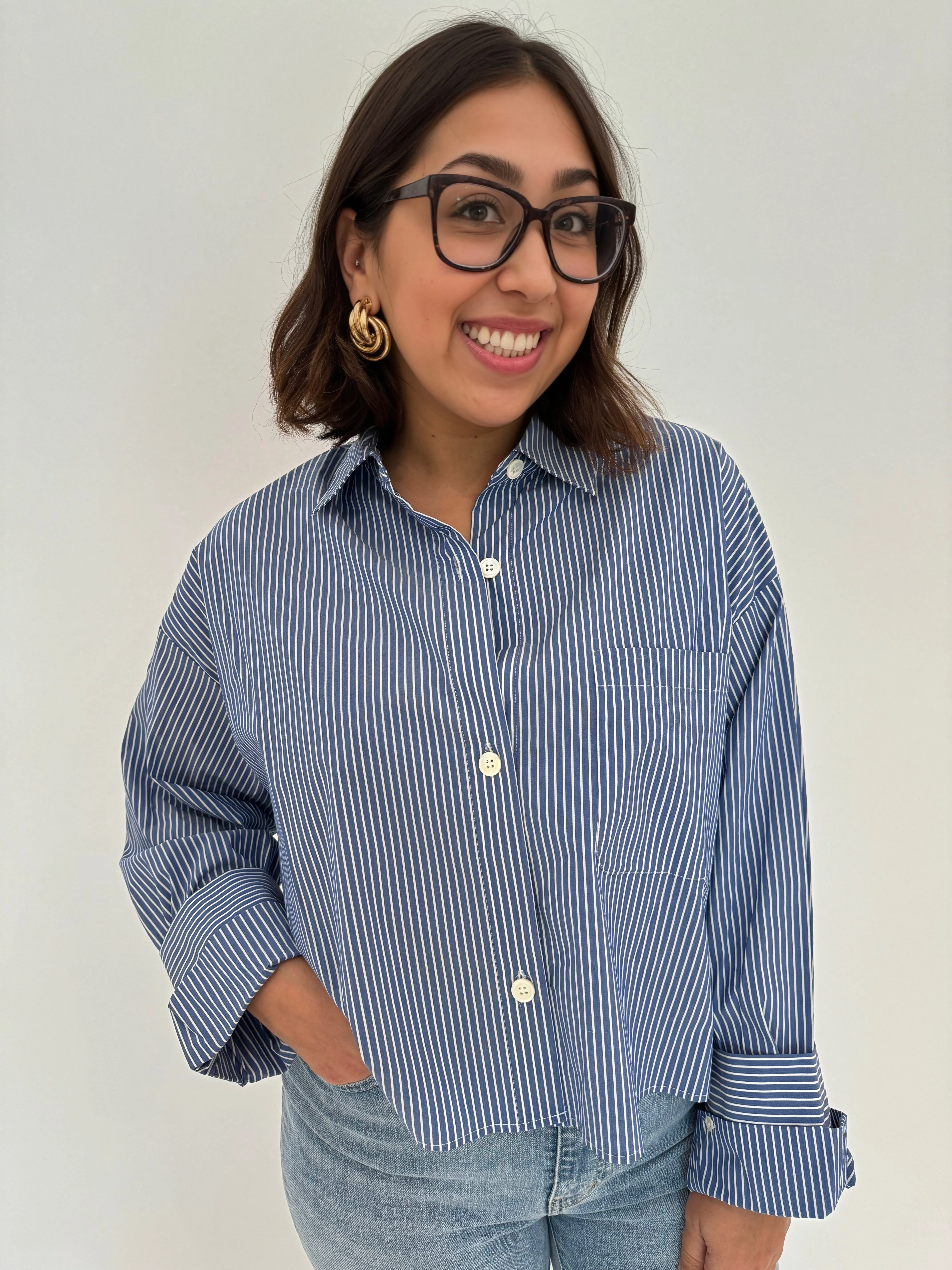 Button Down Stripe Blouse