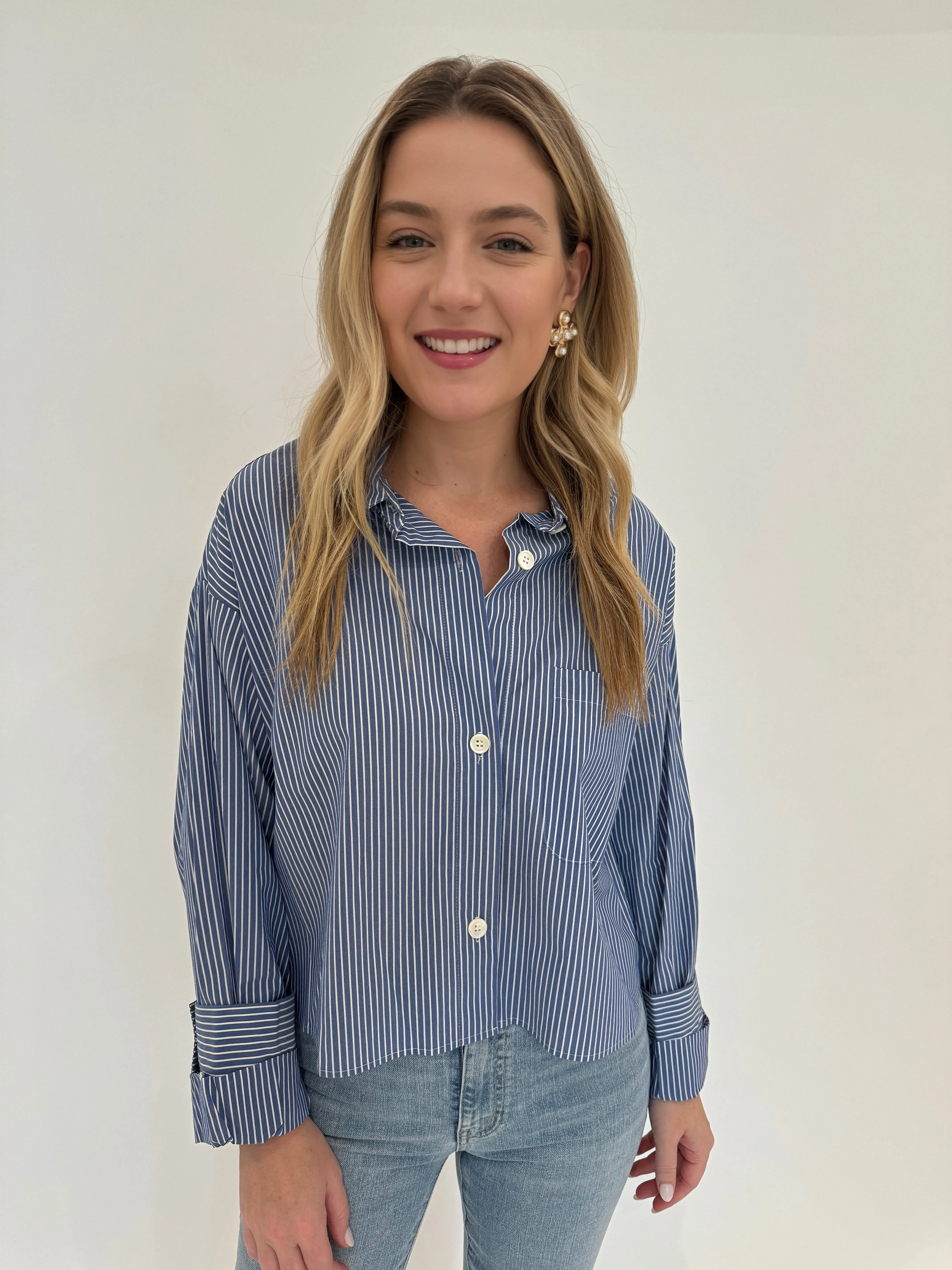 Button Down Stripe Blouse