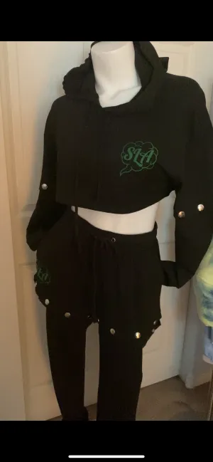 Comfy Snap On/Off Cropped Hoodie and Short/Joggers Lounge Set