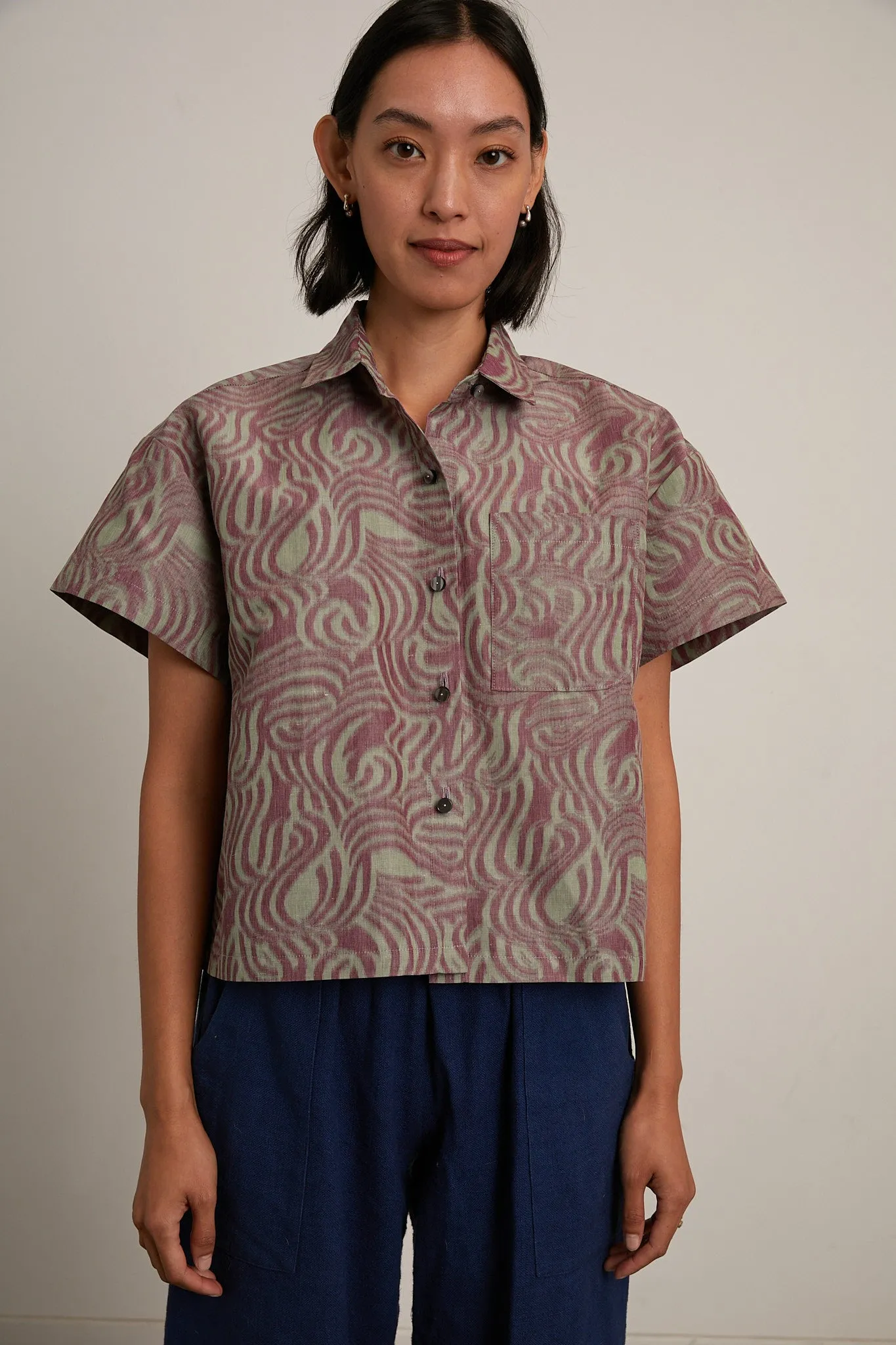 Corso Buttondown - Green/Burgundy Swirl