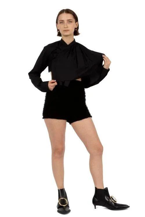 Cropped Cheongsam-Style Shirt