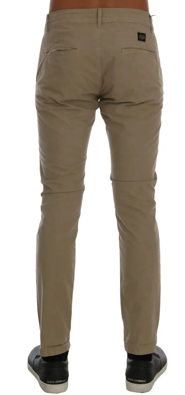 Daniele Alessandrini Beige Slim Fit Chinos for Sophisticated Style