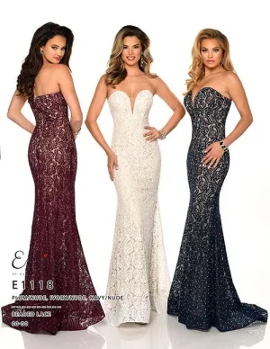 Envious Couture 1118 Size 4, 6 Ivory/Nude sweetheart neckline lace prom dress