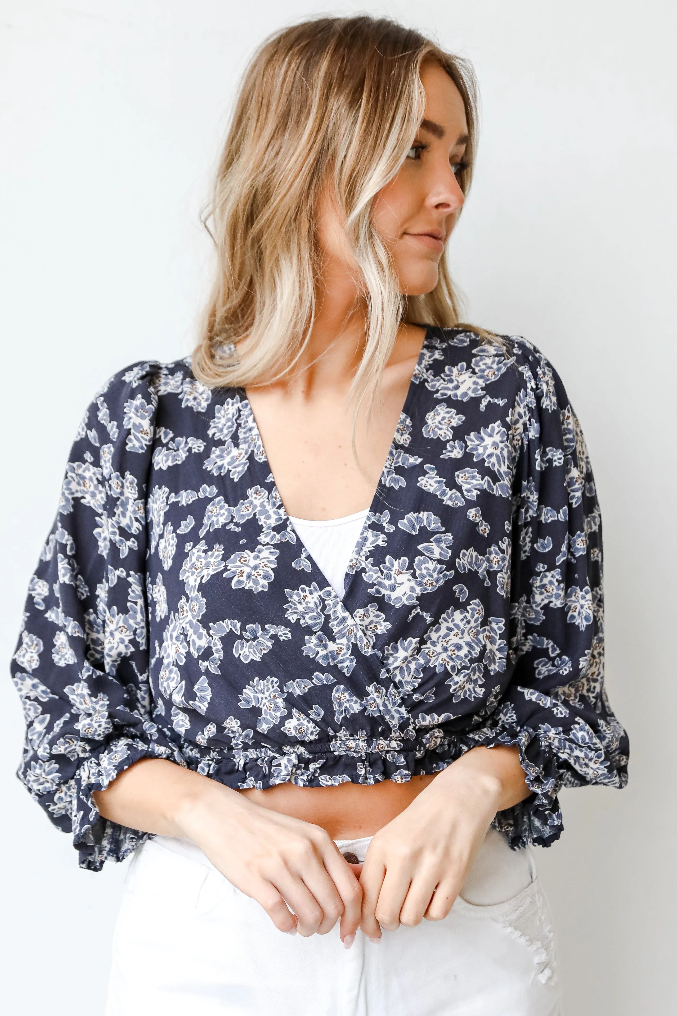 Freshly Picked Floral Cropped Blouse