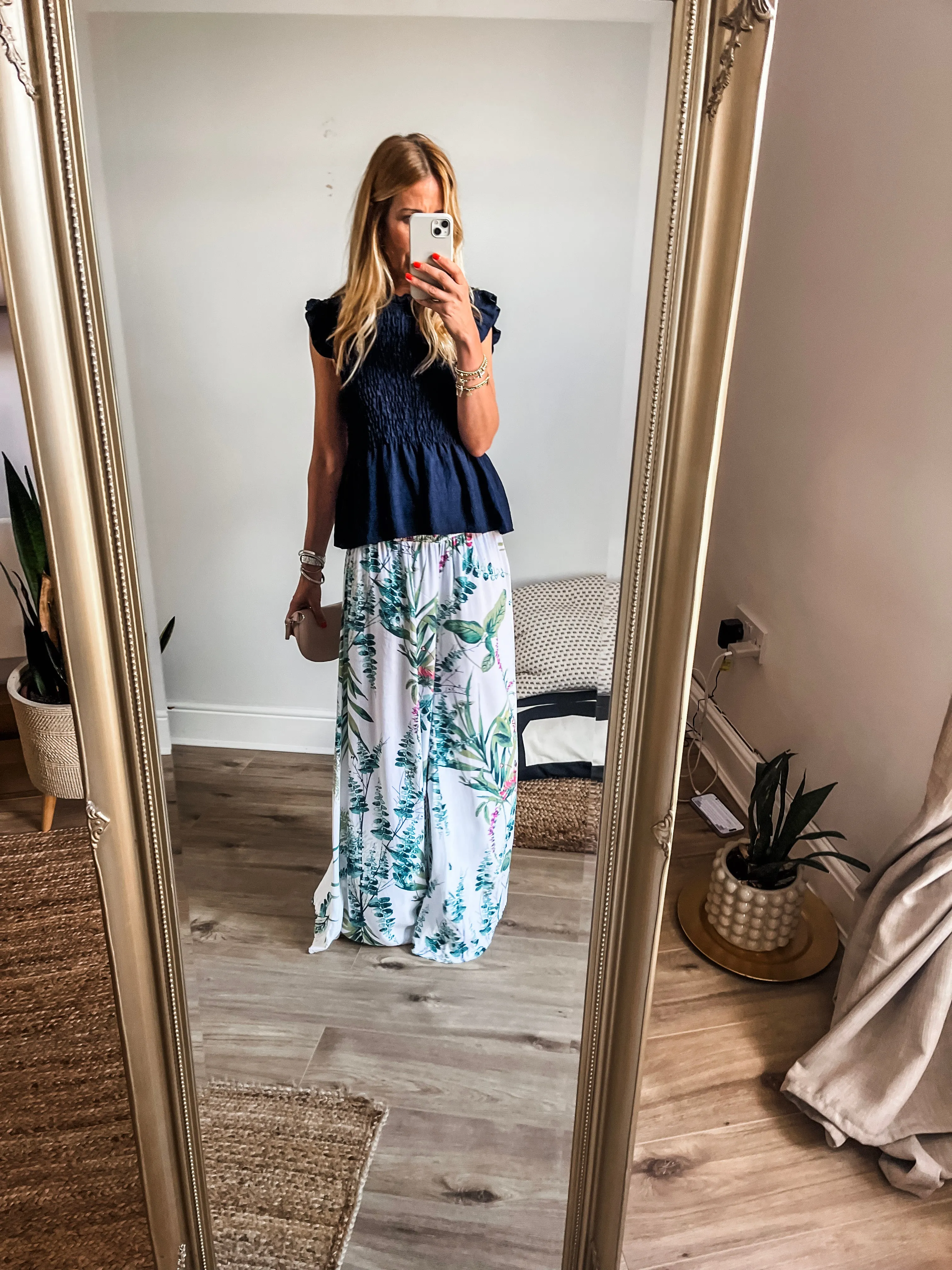 Frill Sleeve Shirred Top