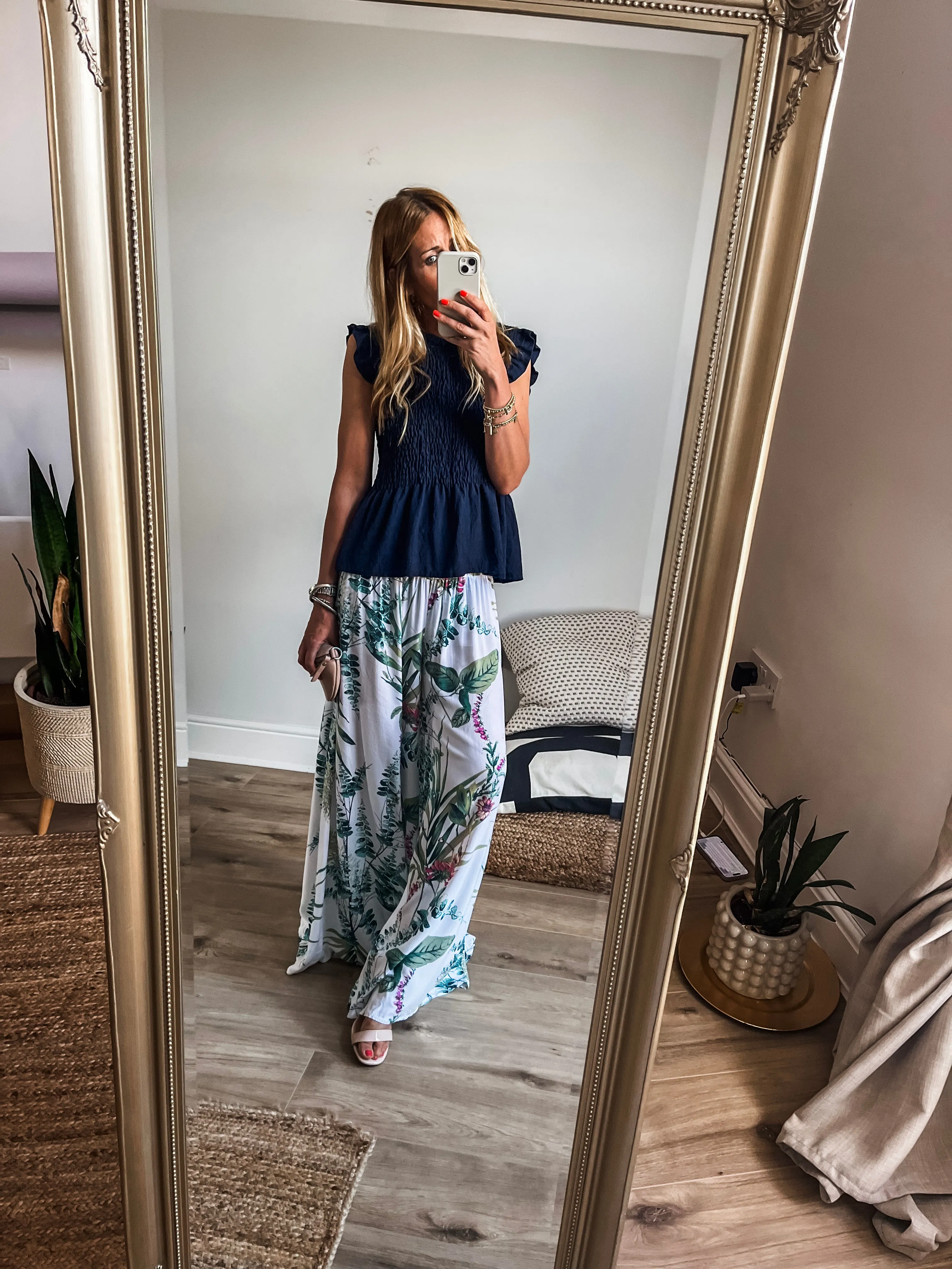 Frill Sleeve Shirred Top