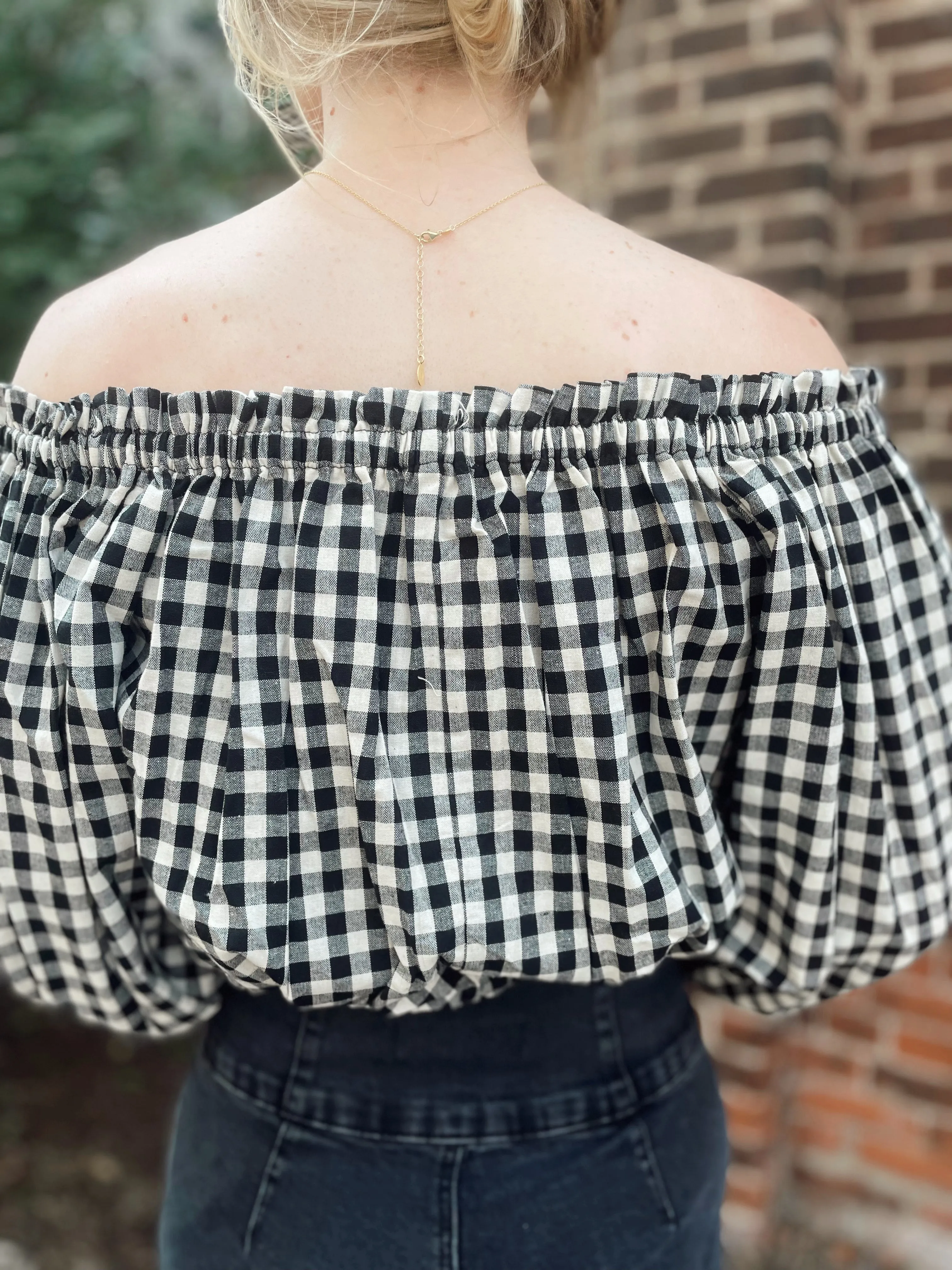 Gingham Cropped Blouse - Final Sale