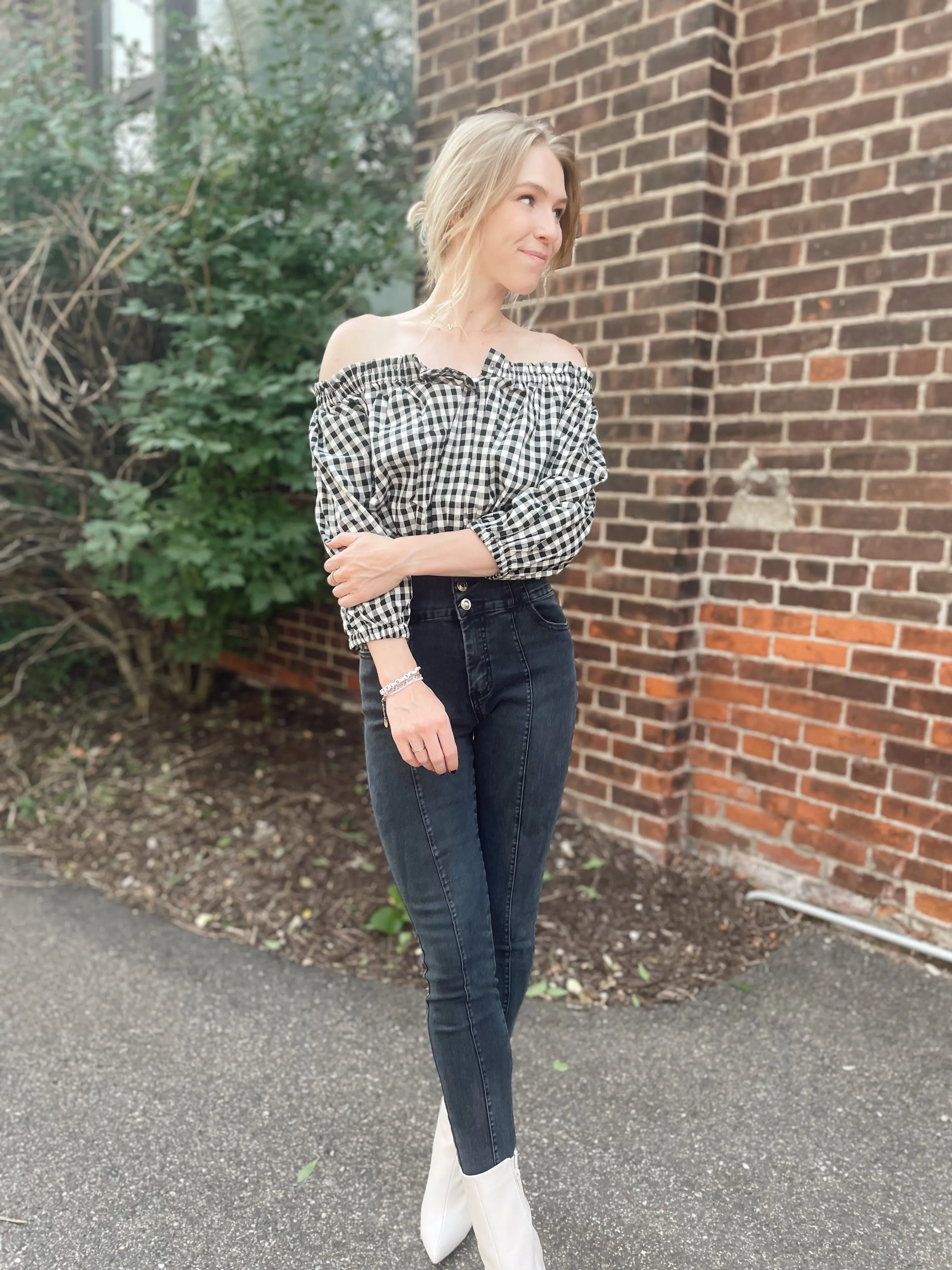 Gingham Cropped Blouse - Final Sale