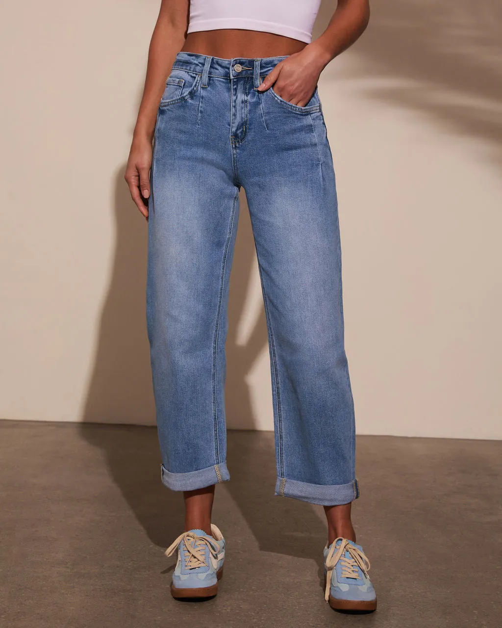 Golden Days Mid Rise Cuffed Barrel Jeans