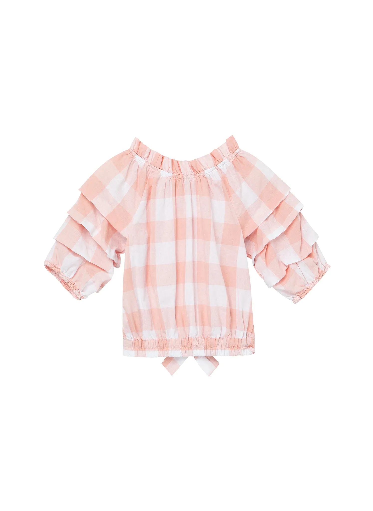 Habitual Kids Puff Sleeve Gingham Top