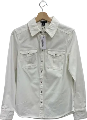 Karen Millen Crew Cream Denim Pocket Detail Relaxed Shirt UK 8