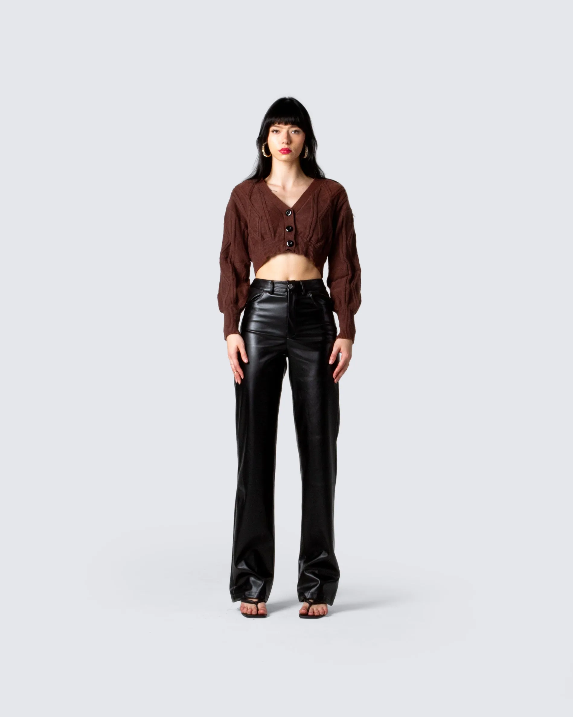 Maggie Brown Cable Knit Cardigan