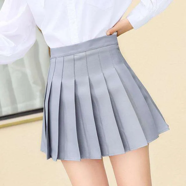 Pink Plaid High Waist Pleated Mini Skirt
