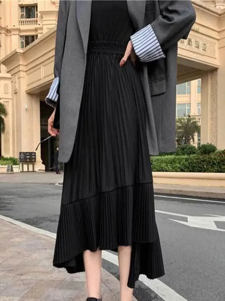 Pleated Chiffon Stylish Frill Midi Skirt