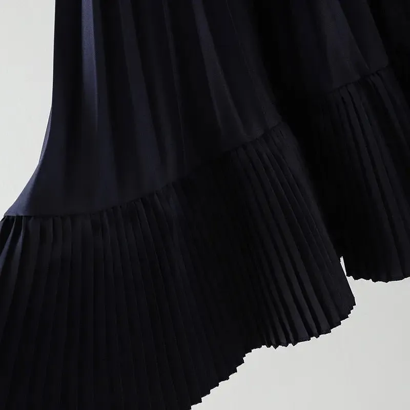Pleated Chiffon Stylish Frill Midi Skirt