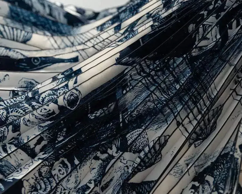 Pleated Patterned Skirt