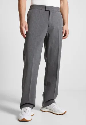Relaxed Fit Pinstripe Tailored Trousers - Grey