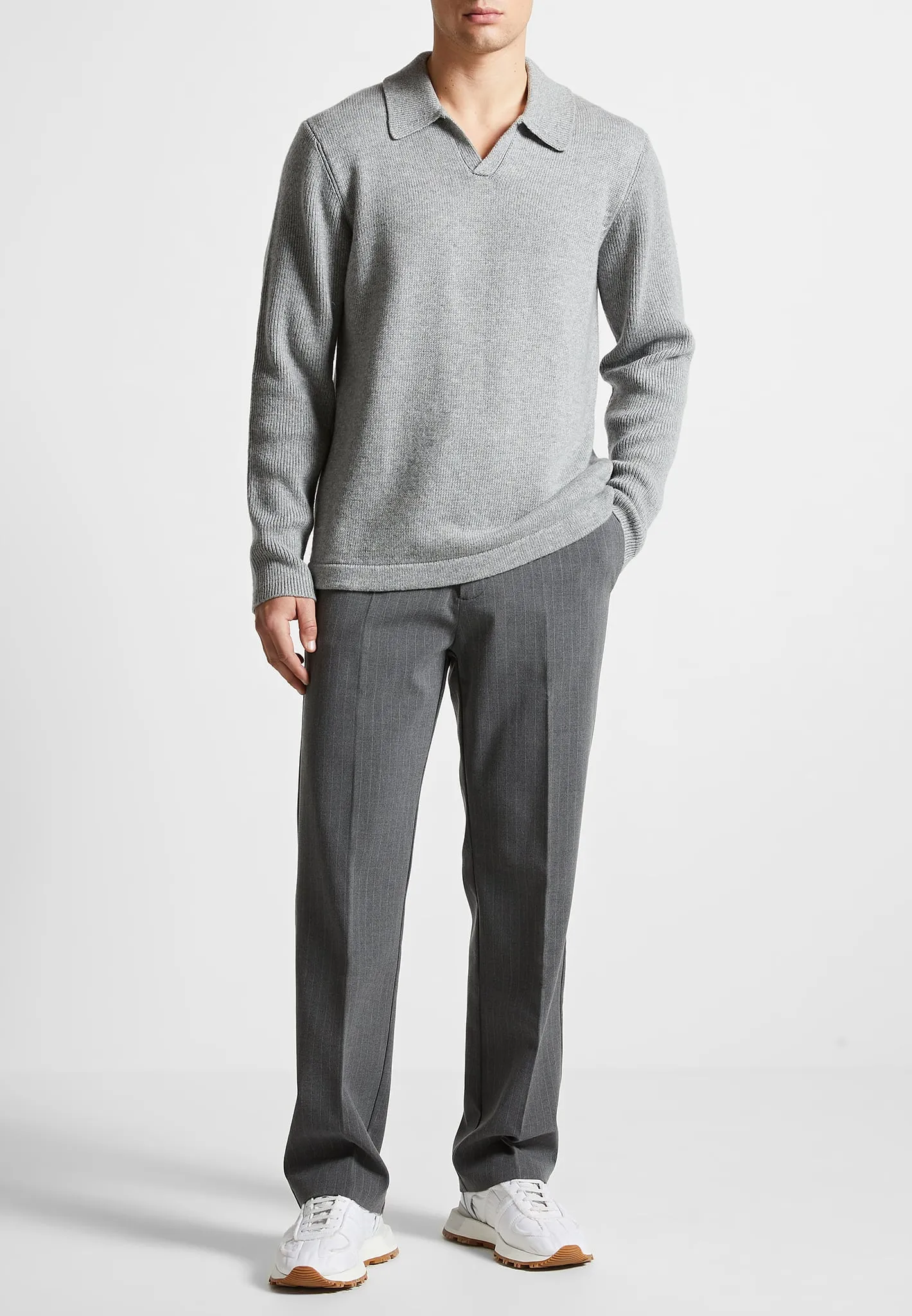 Relaxed Fit Pinstripe Tailored Trousers - Grey