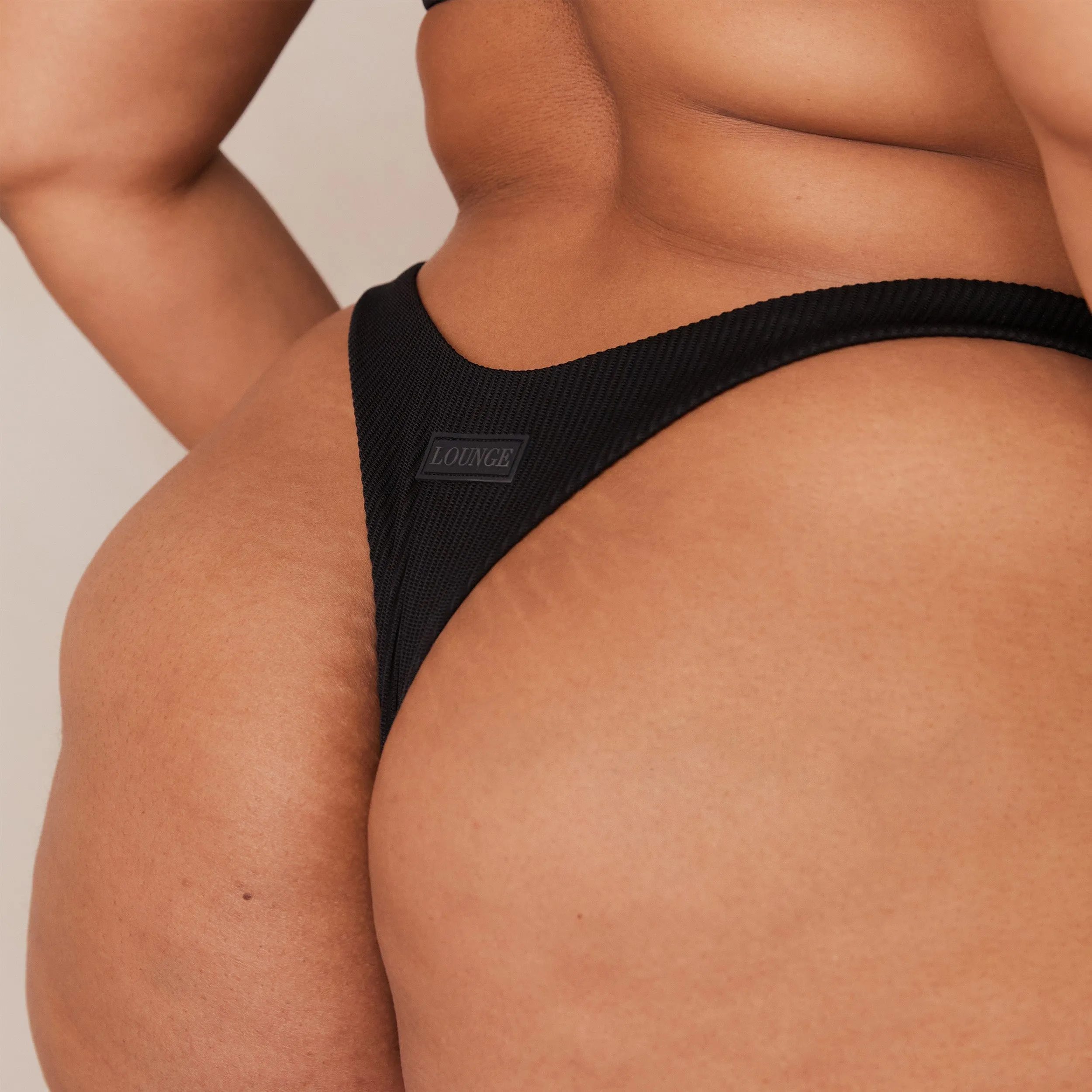 Ribbed Triangle Bra  - Black