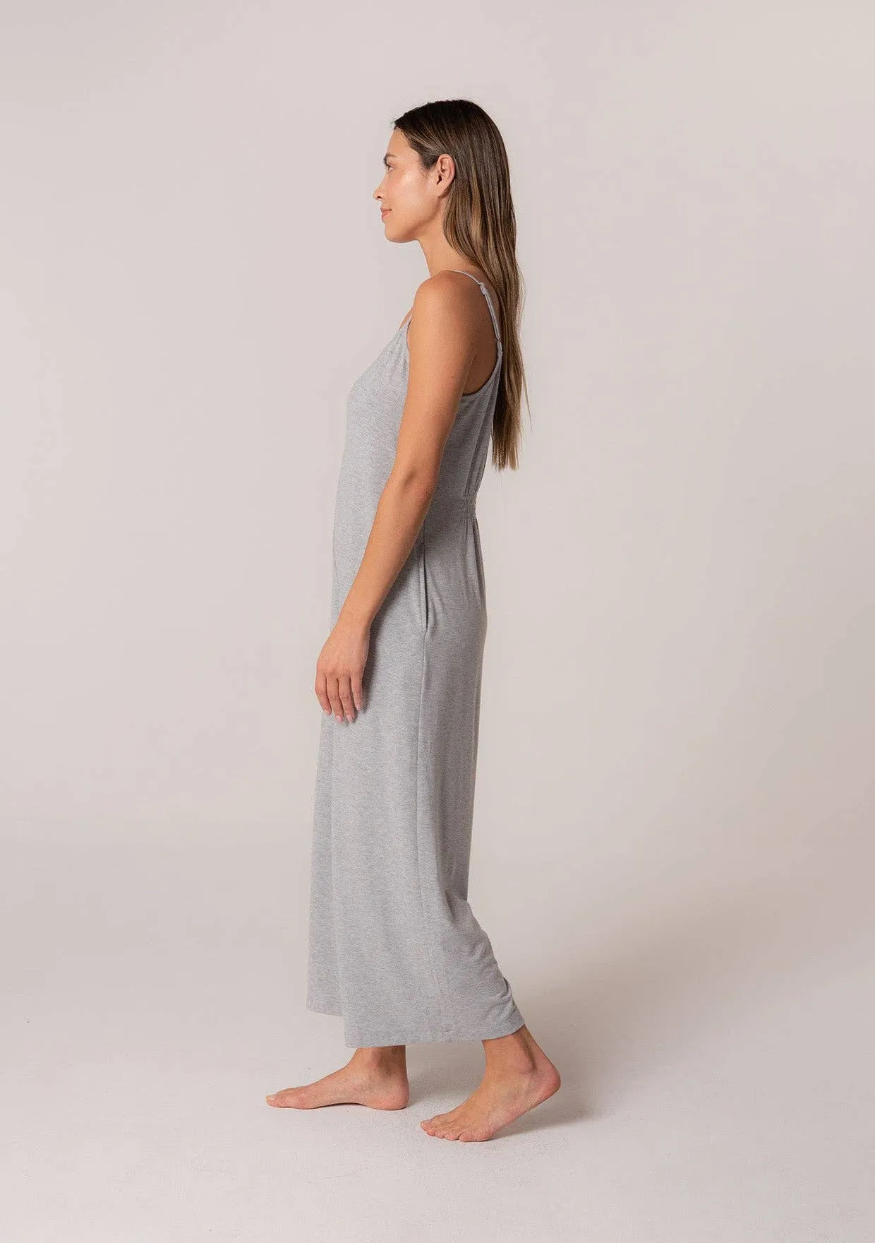 Scoop Neck Wide Leg Midi Jumpsuit
