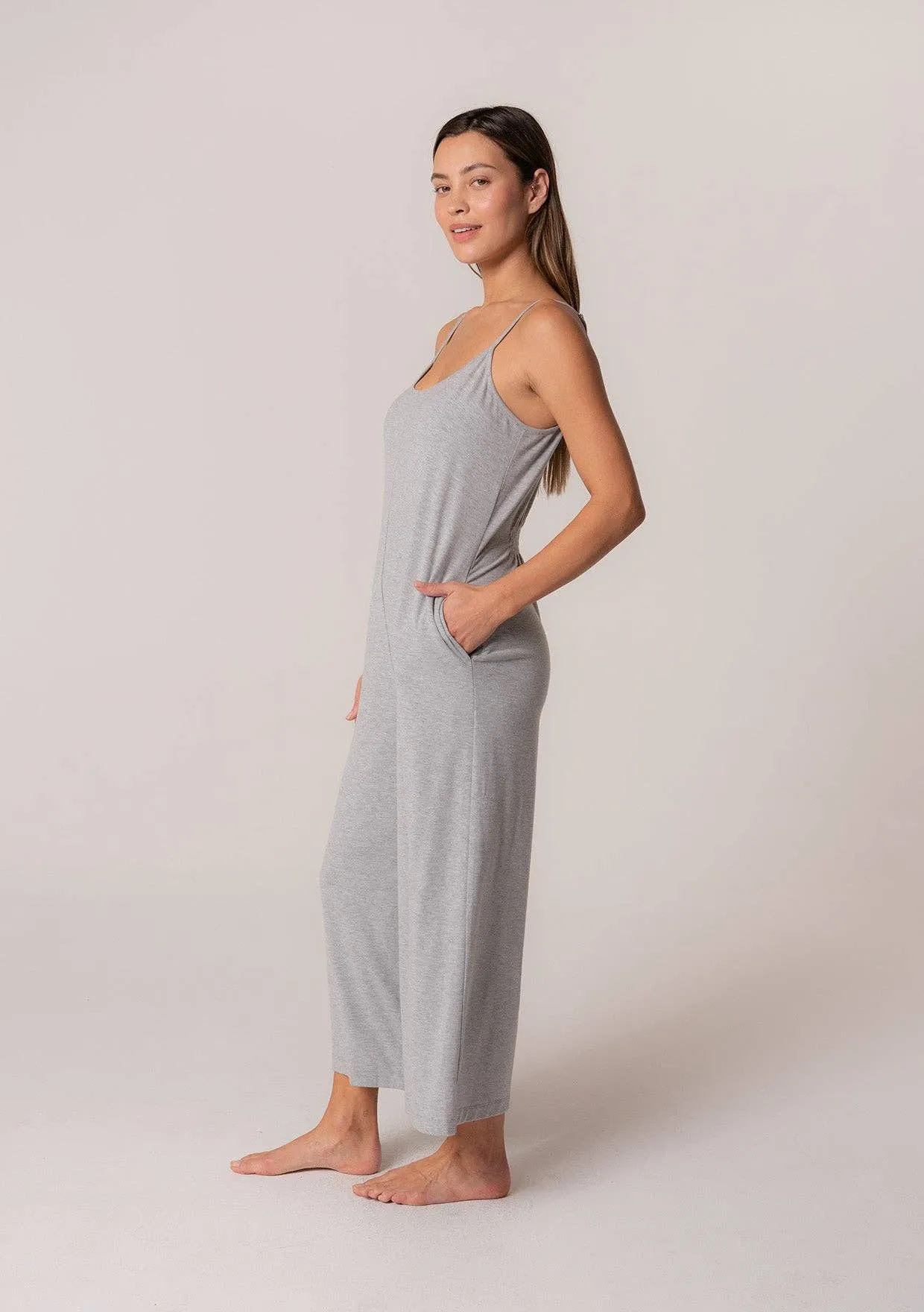 Scoop Neck Wide Leg Midi Jumpsuit