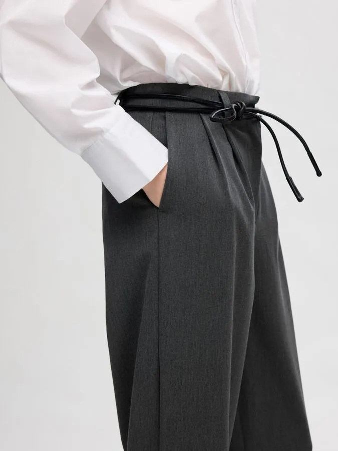 Selected Femme Piya High Waisted Barrel Pant - Dark Grey