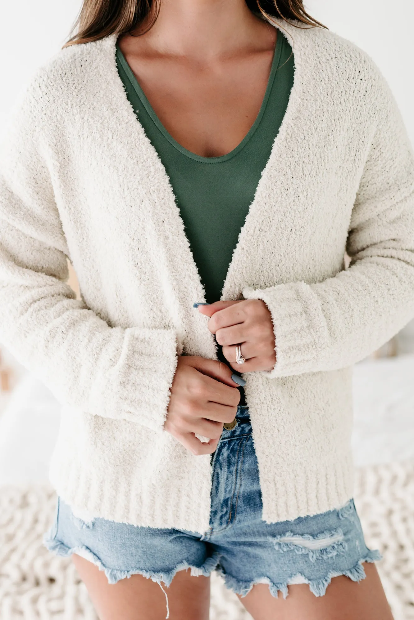 Staying Away Fuzzy Knit Cardigan (Whip Cream)