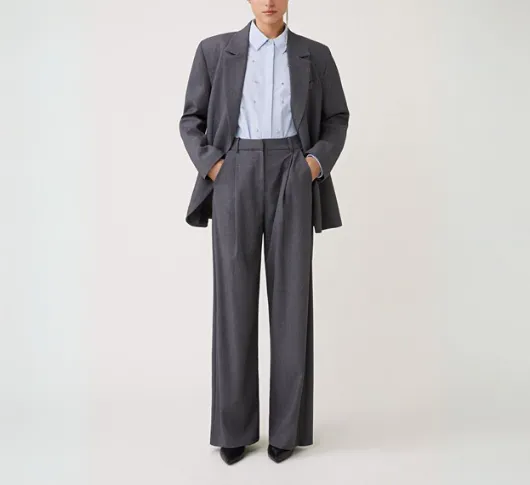 Suncoo - Jonas Full Leg Soft Pleated Trousers in Grey