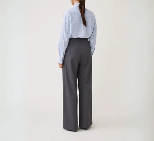 Suncoo - Jonas Full Leg Soft Pleated Trousers in Grey