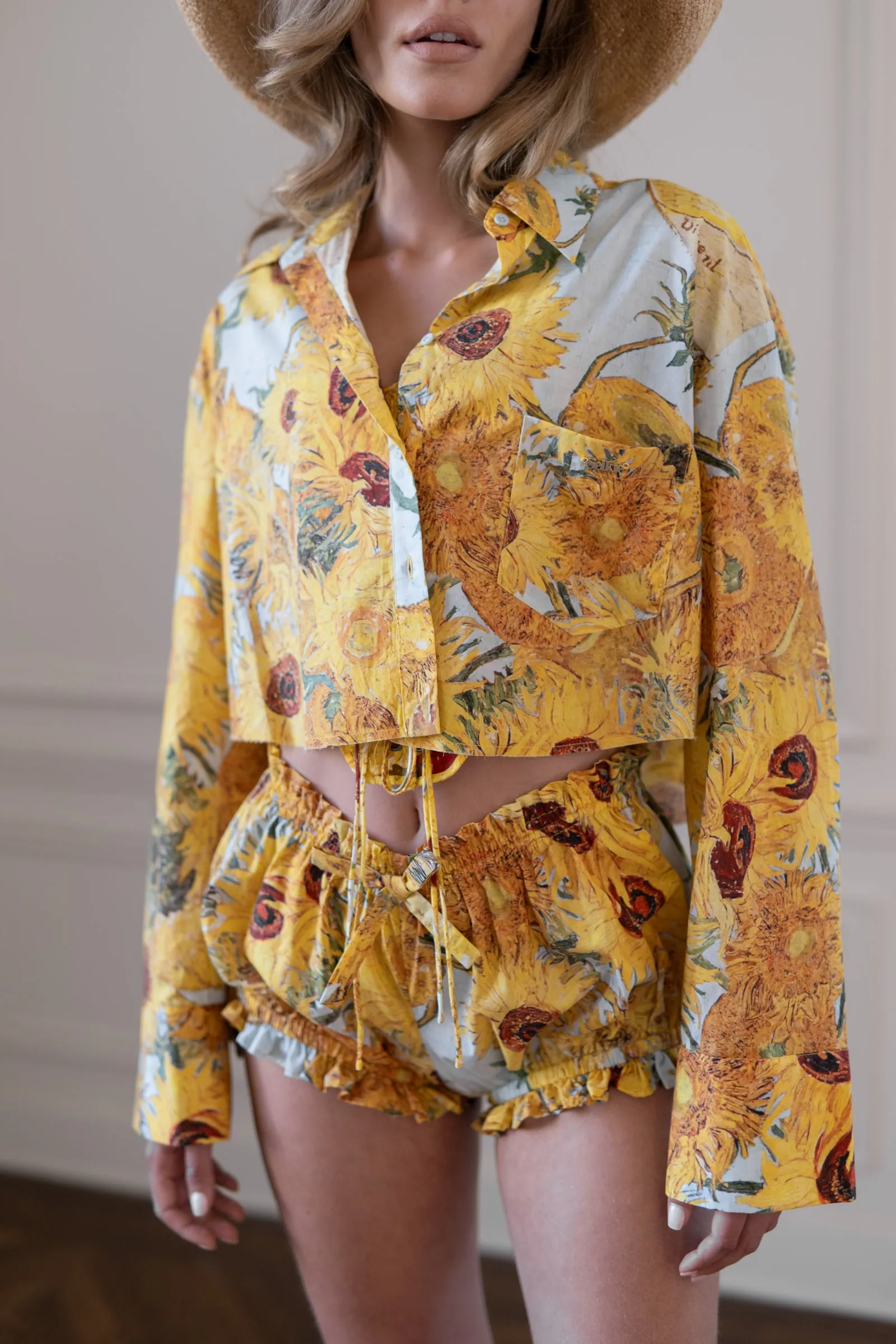 Sunflowers Cropped Blouse