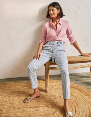 Tie Waist Jeans-Atlantic Ocean Ticking Stripe