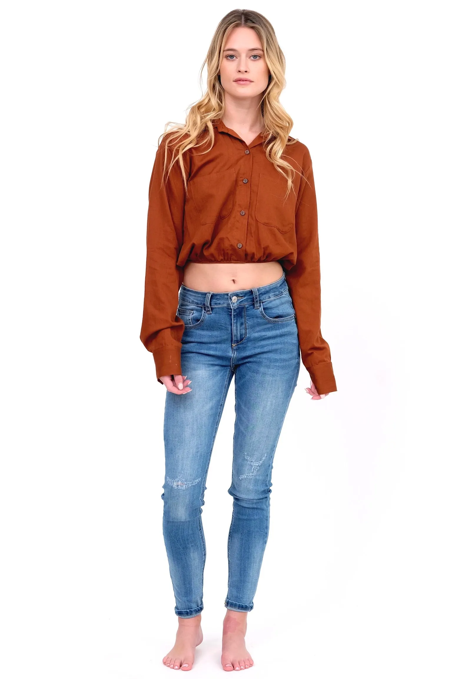 Toast Cropped Button Up