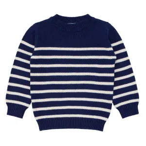 unisex navy and cream stripe knit sweater