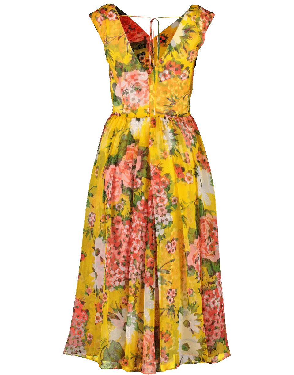 V-Neck Floral Midi Dress