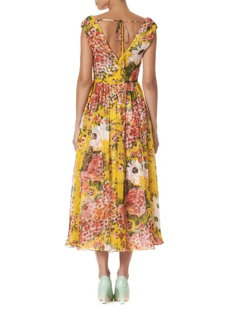 V-Neck Floral Midi Dress