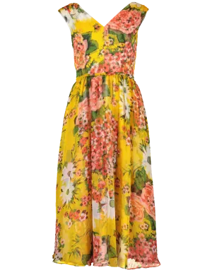 V-Neck Floral Midi Dress