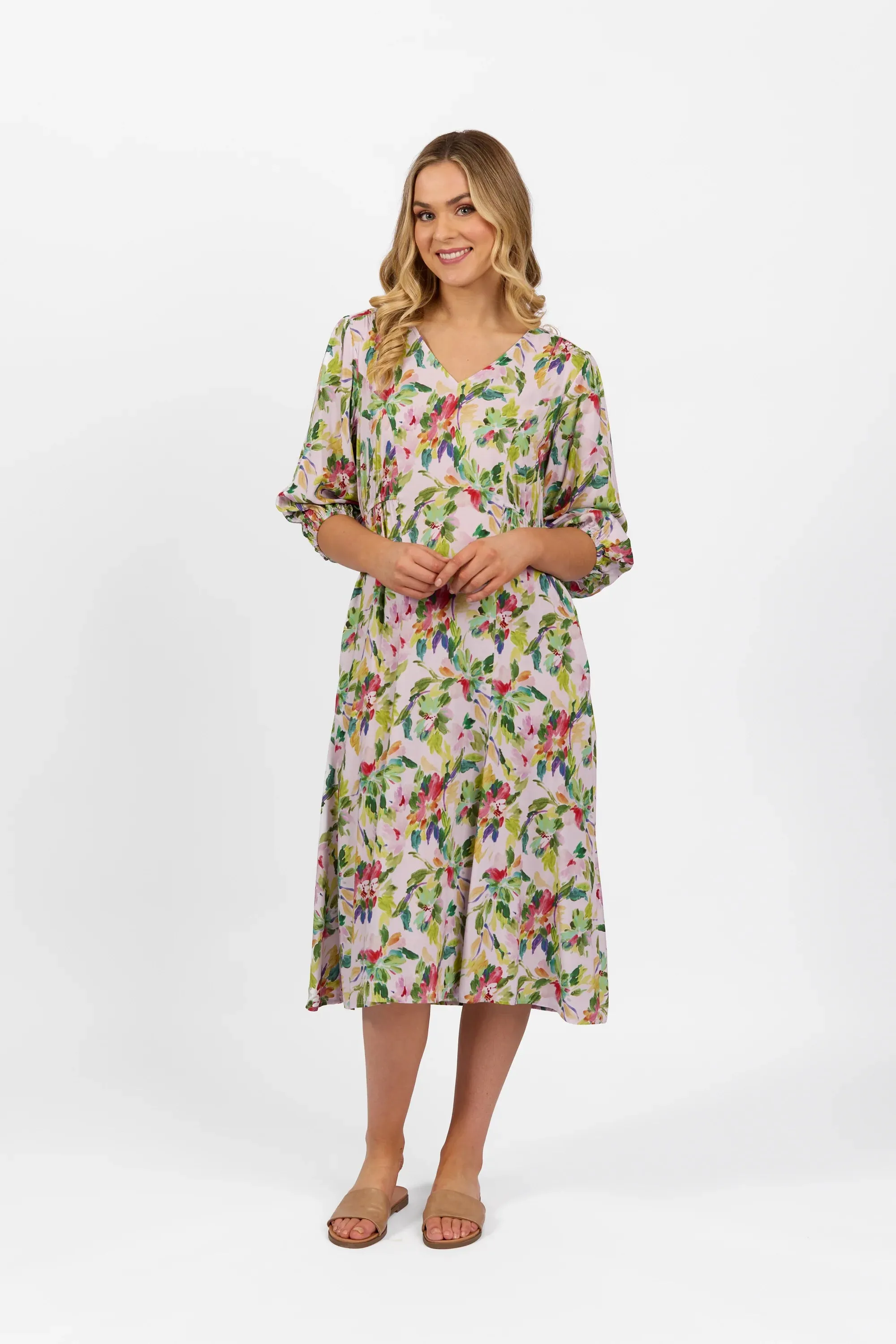 Vassalli - V Neck Midi Dress-Capri