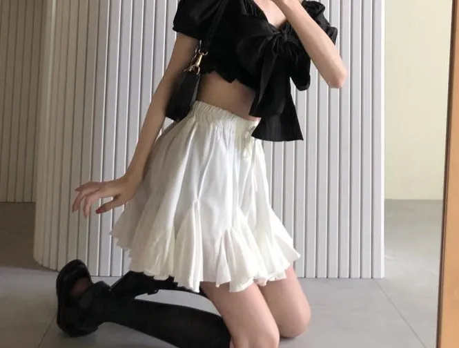 White Pleated Stylish Frill Mini Skirt