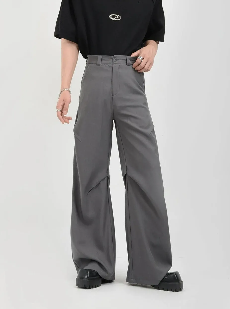Wide Leg Belted Trousers with Pleated Detail