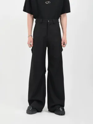 Wide Leg Belted Trousers with Pleated Detail