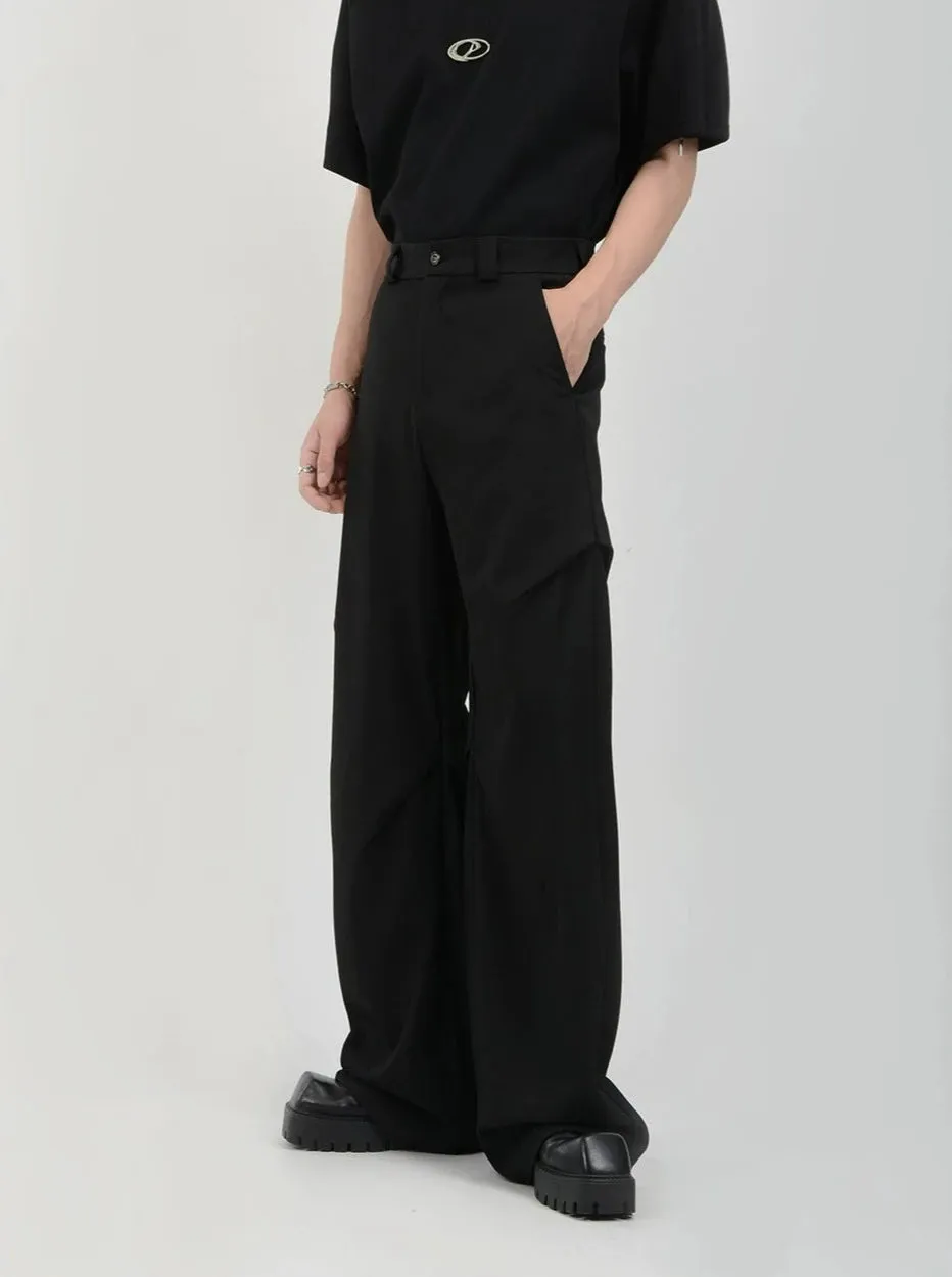 Wide Leg Belted Trousers with Pleated Detail