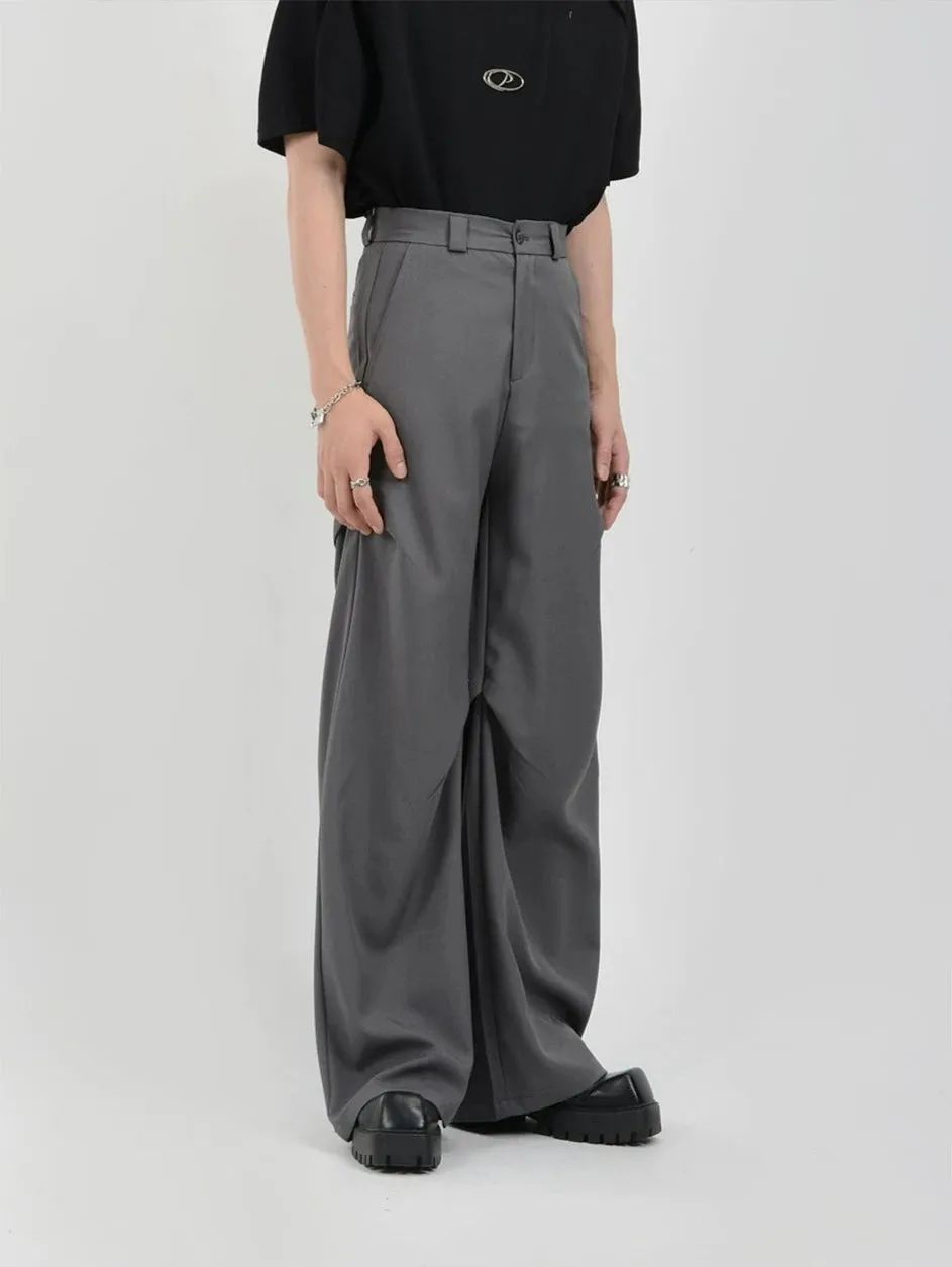 Wide Leg Belted Trousers with Pleated Detail